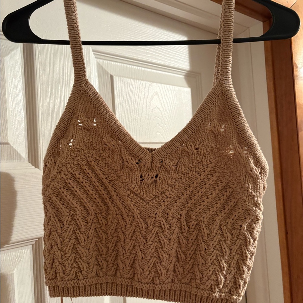 Express Knit Tan Crop Top